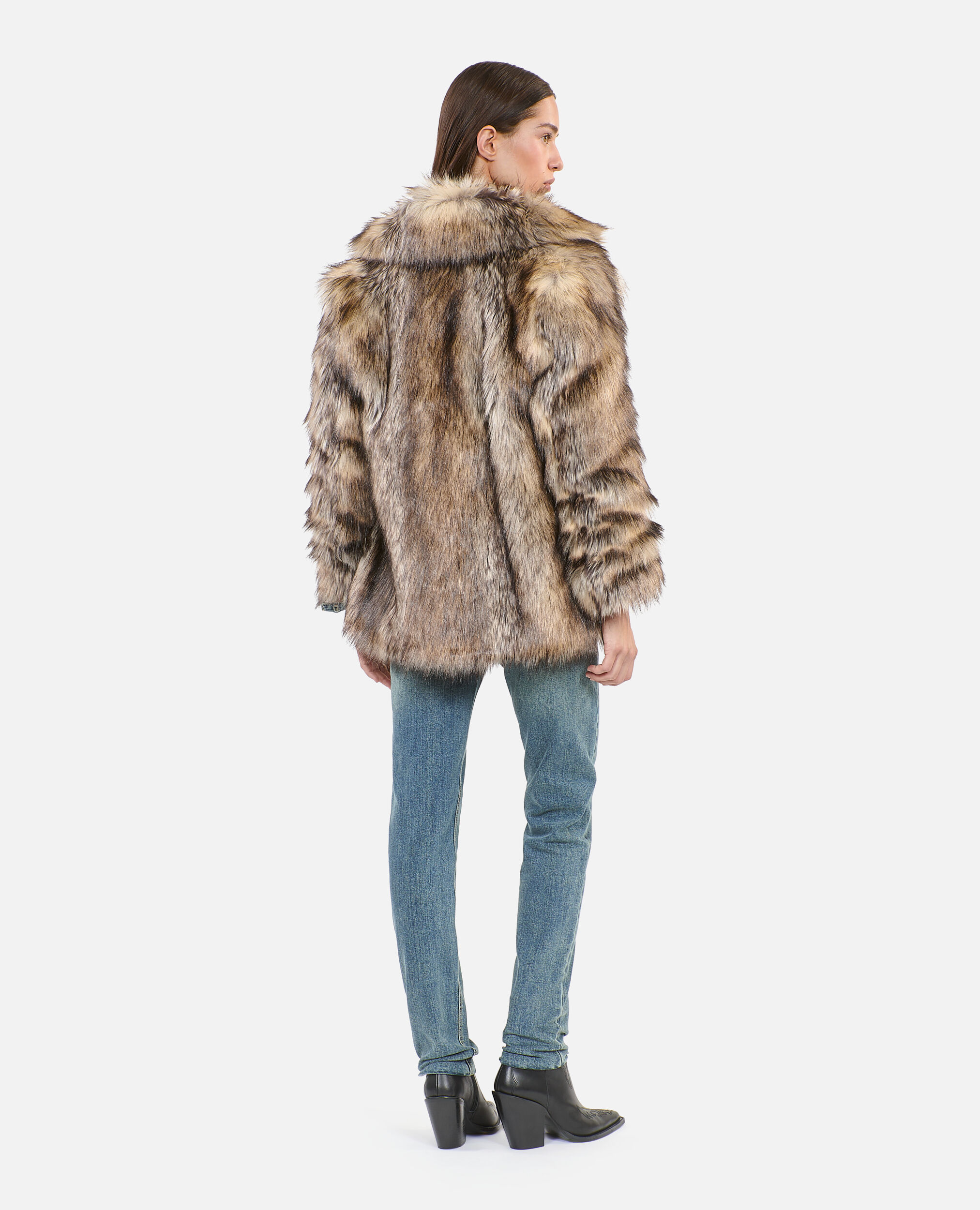 Manteau effet fourrure beige The Kooples France