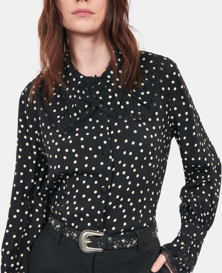 The Kooples F BLACK WHITE black polka dot shirt