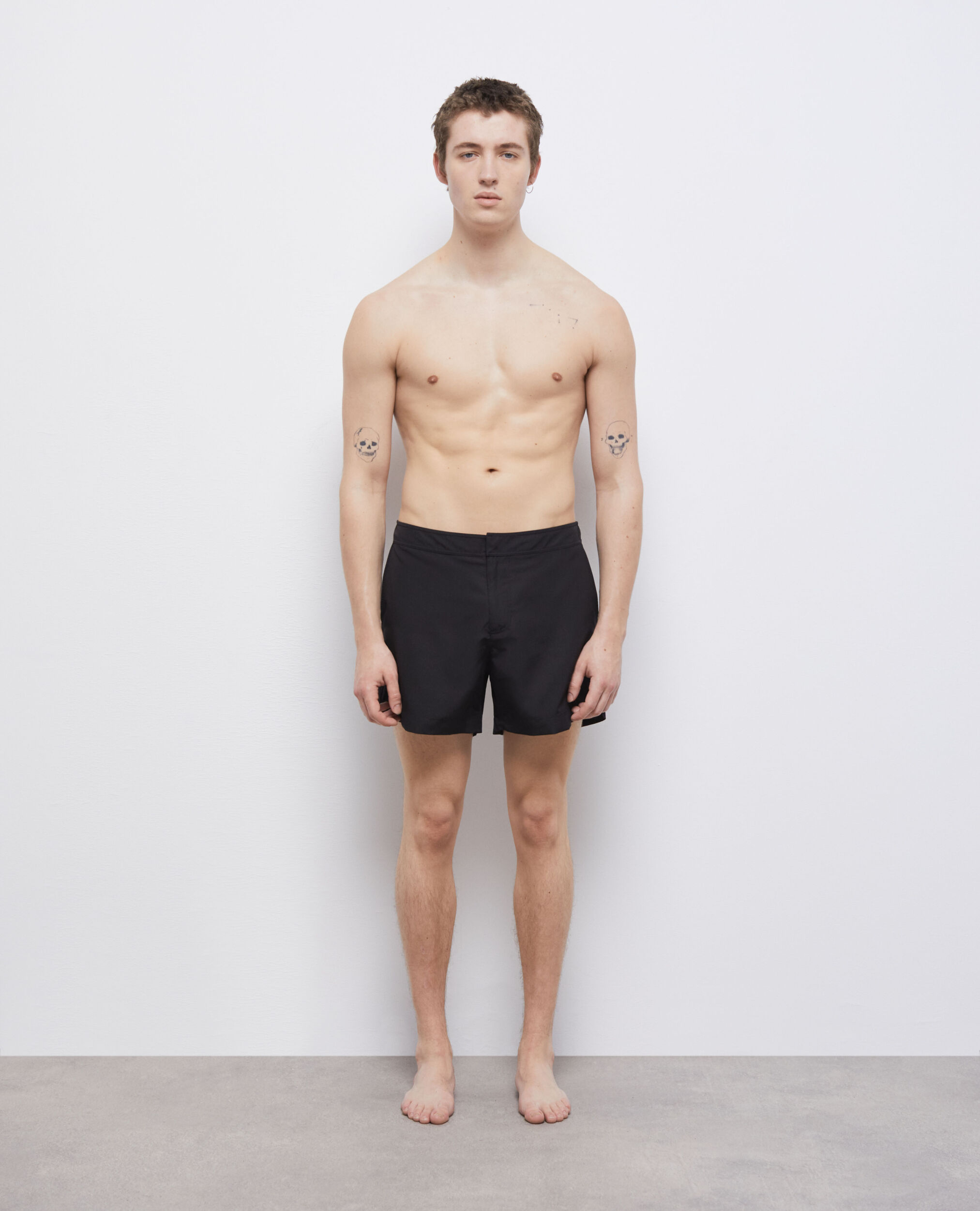 Black swim shorts with logo, BLACK, hi-res image number null