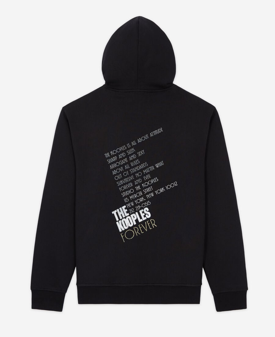 The Kooples MEN BLACK-ANTIC GOLD hoodie with a tiger screen print