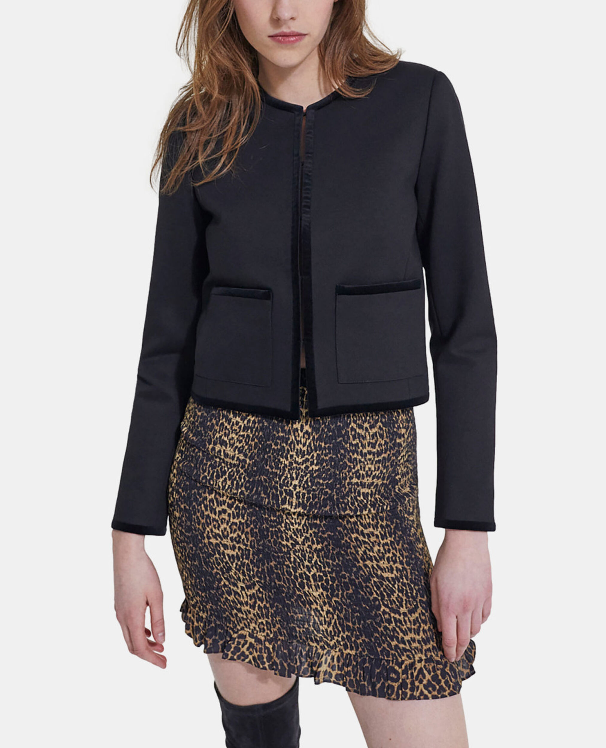 Kurze schwarze Jacke, BLACK, hi-res image number null