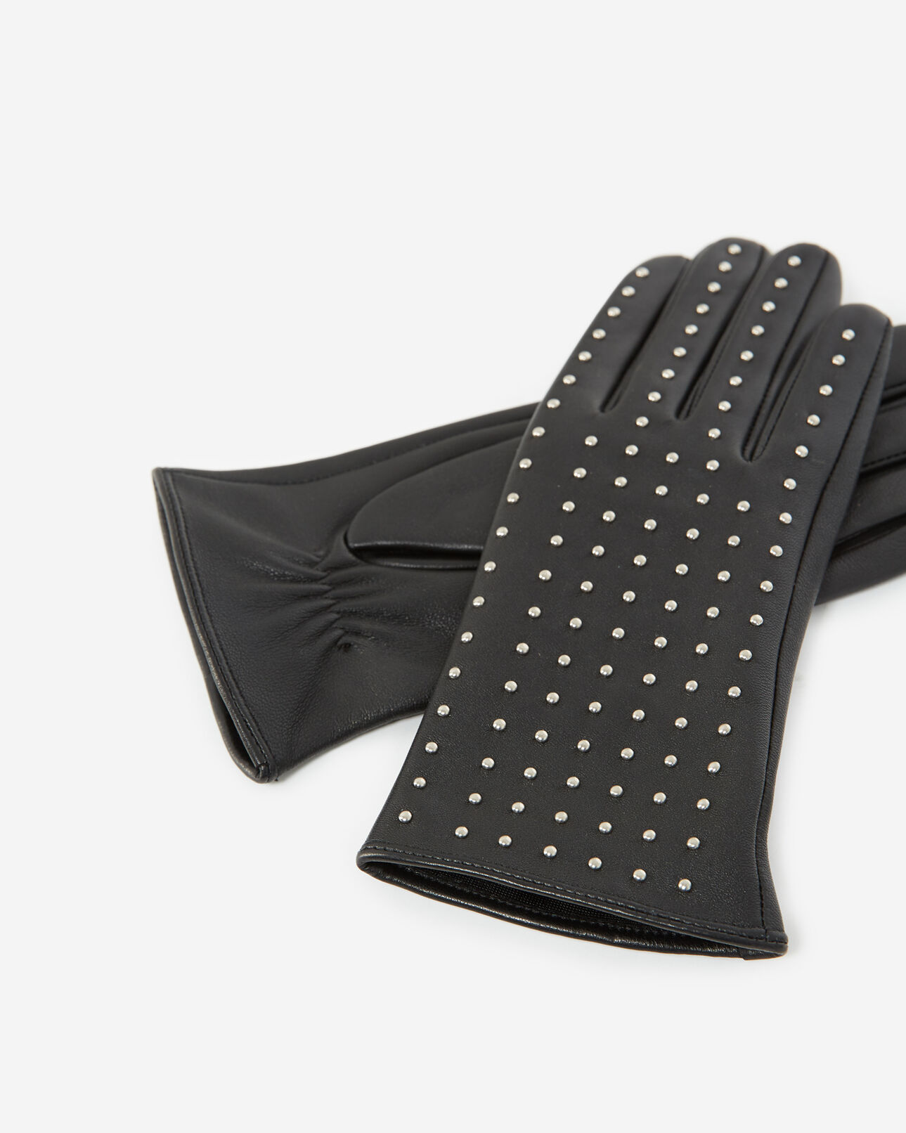 The Kooples FEMME BLACK gants noirs cuir à détail clouté