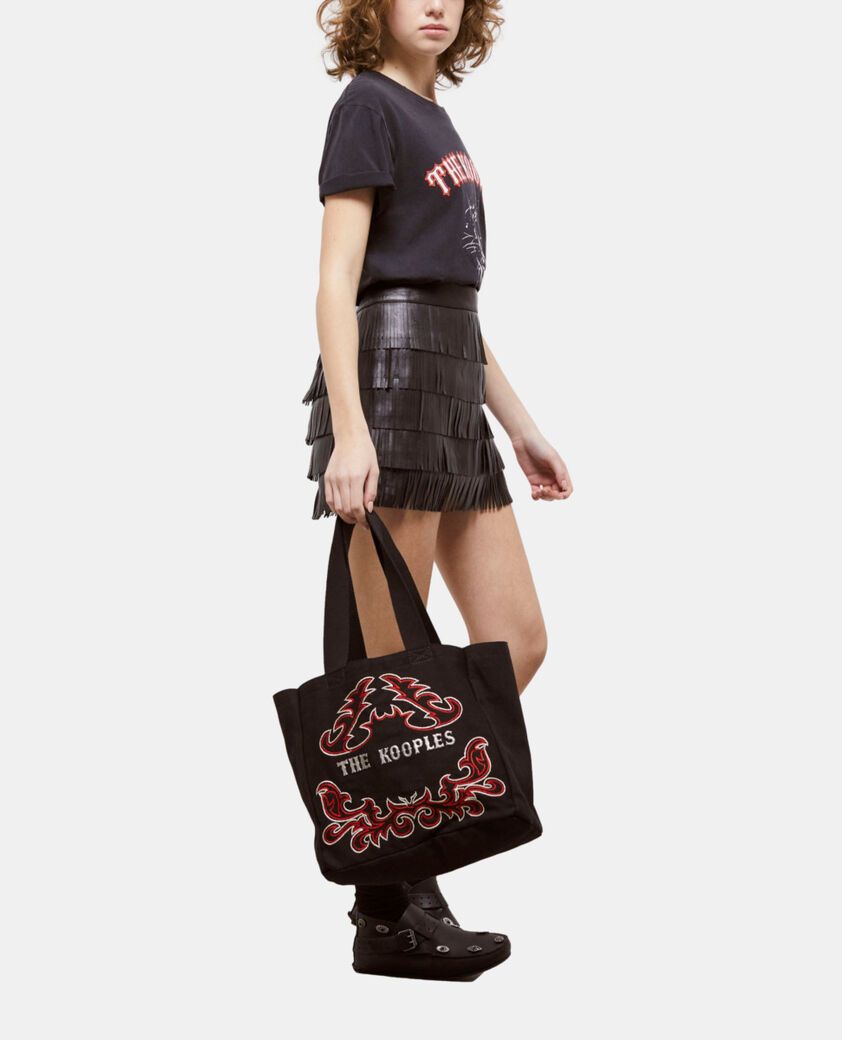 The Kooples WOMEN BLACK short black leather skirt