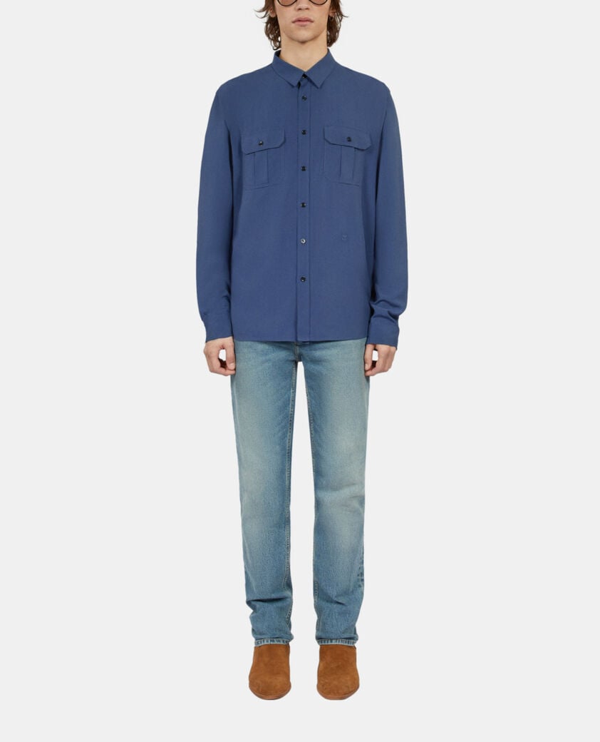 The Kooples HOMME MIDDLE NAVY chemise bleu roi