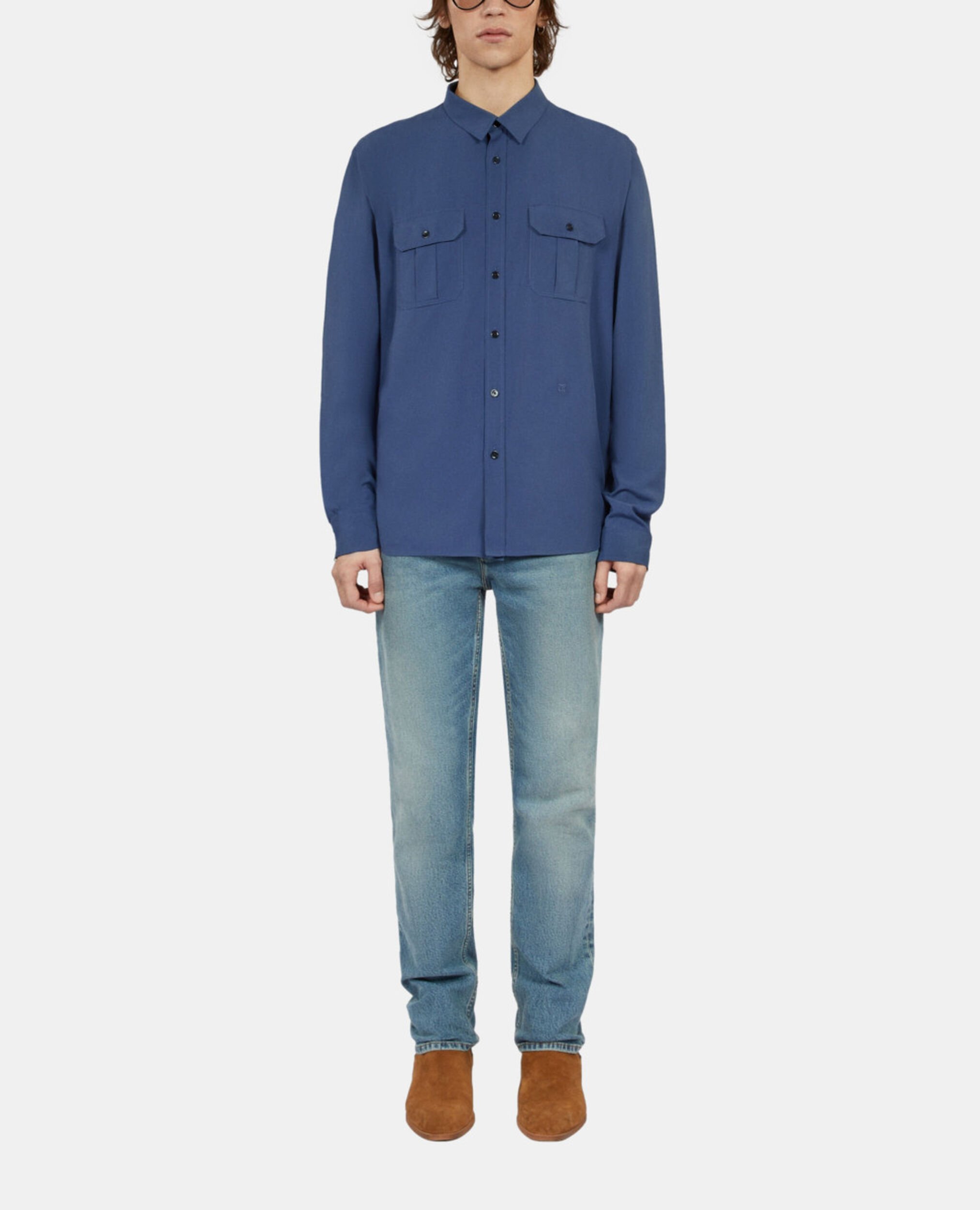 Royal blue shirt, MIDDLE NAVY, hi-res image number null
