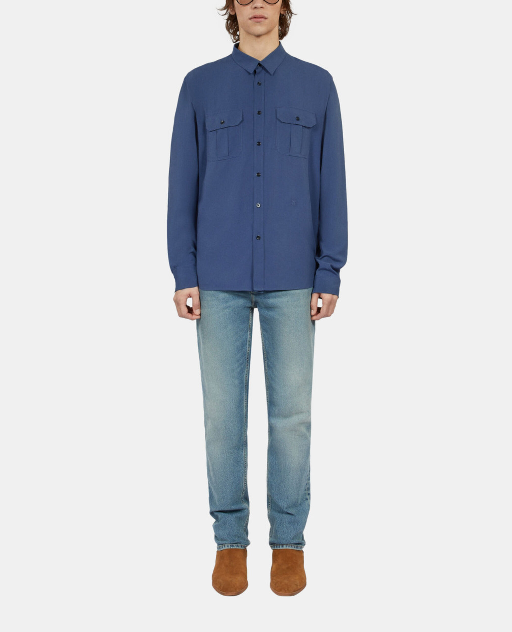 Royal blue shirt, MIDDLE NAVY, hi-res image number null