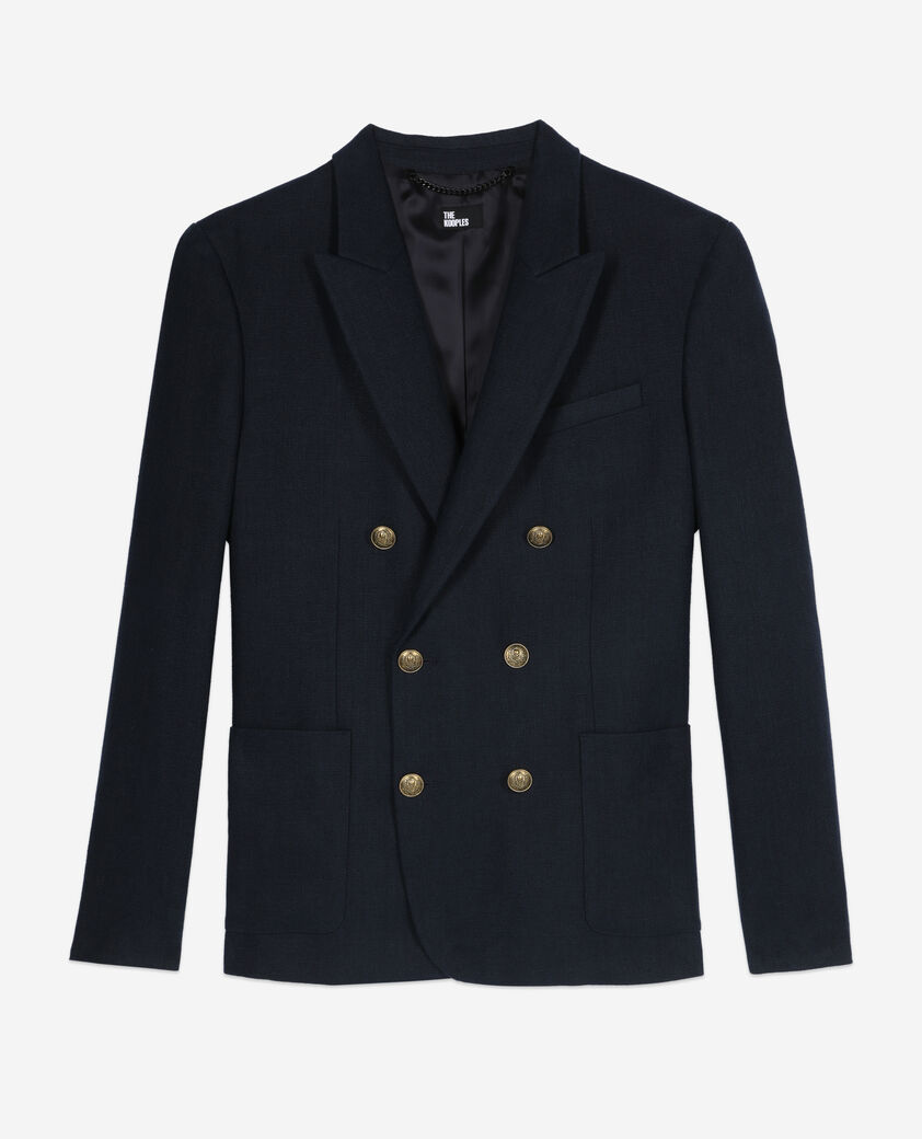 The Kooples HERREN DARK NAVY marineblauer blazer aus leinen