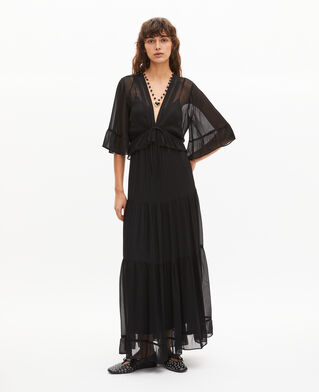 The Kooples WOMEN BLACK black ruffled maxi dress