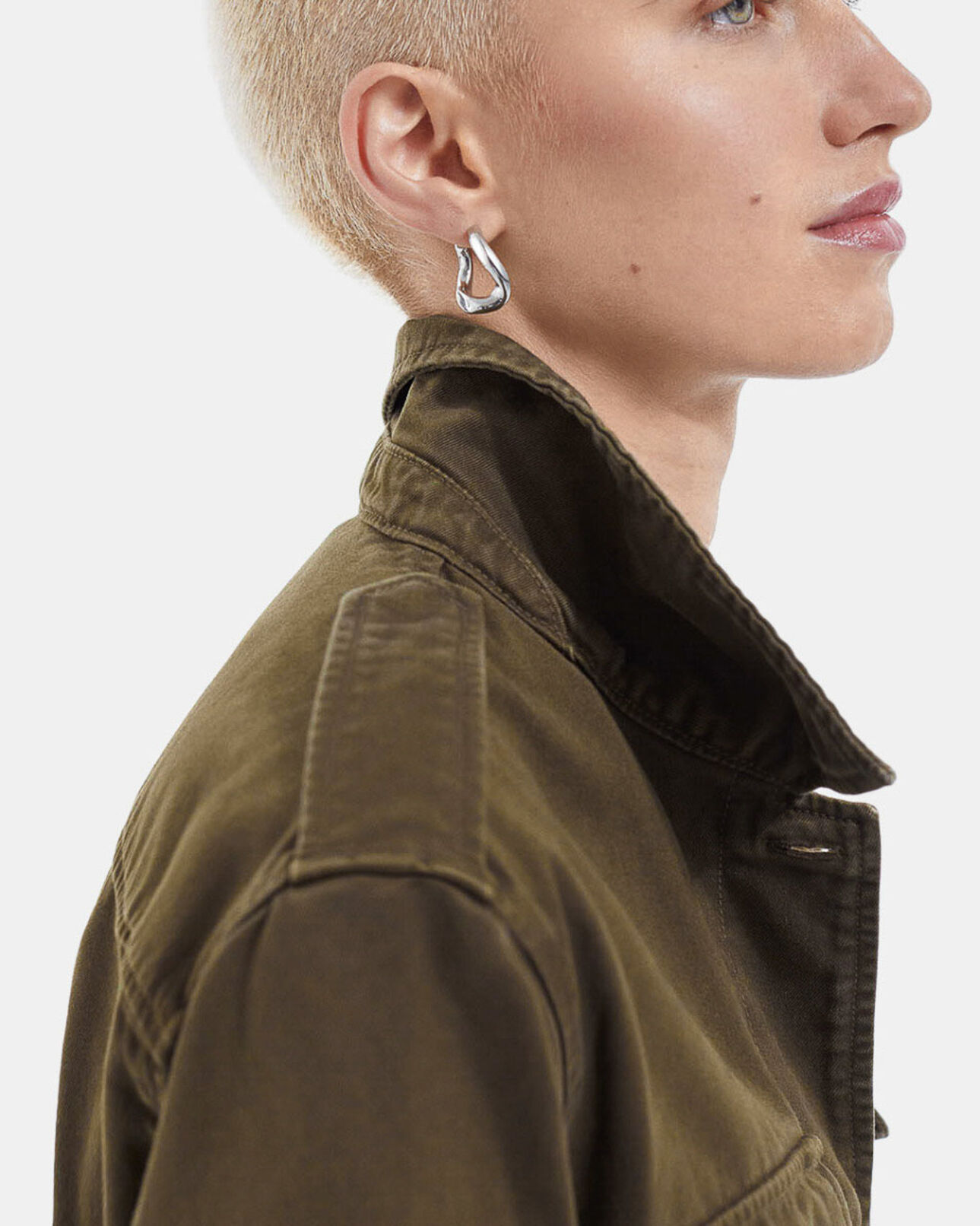 The Kooples FEMME KAKI veste en jean ceinturée kaki