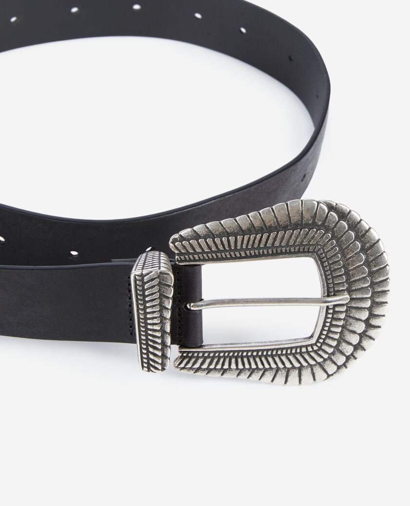 The Kooples WOMEN BLACK black leather belt