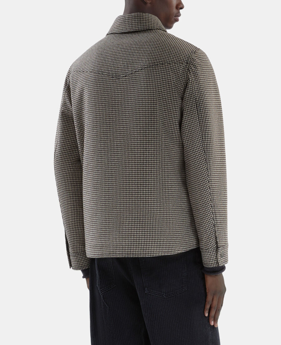The Kooples HOMME BROWN blouson style surchemise pied de poule marron et écru