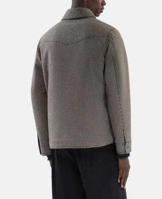 The Kooples HOMME BROWN blouson style surchemise pied de poule marron et écru