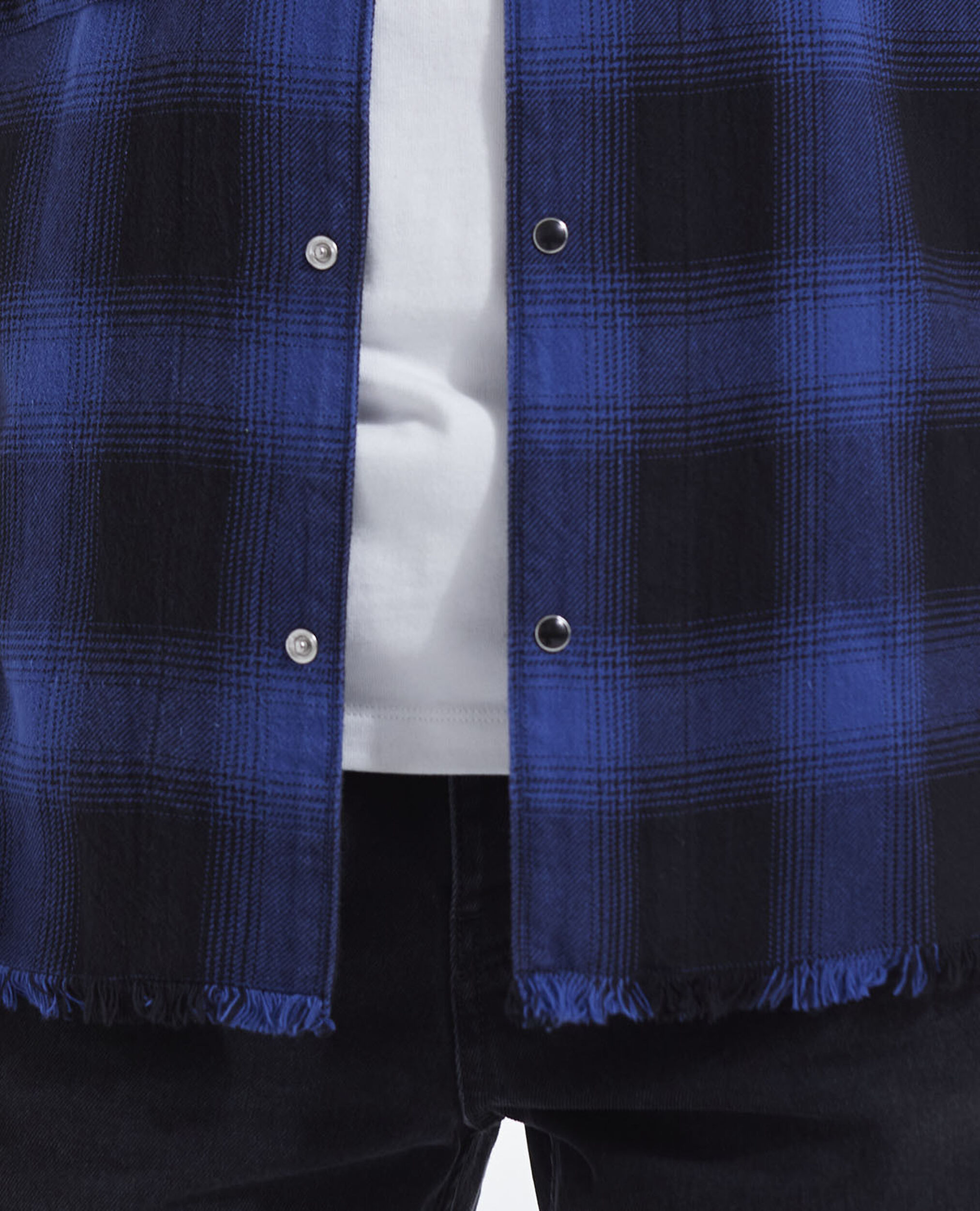 Camisa clásica bicolor de cuadros con cuello, BLUE BLACK, hi-res image number null