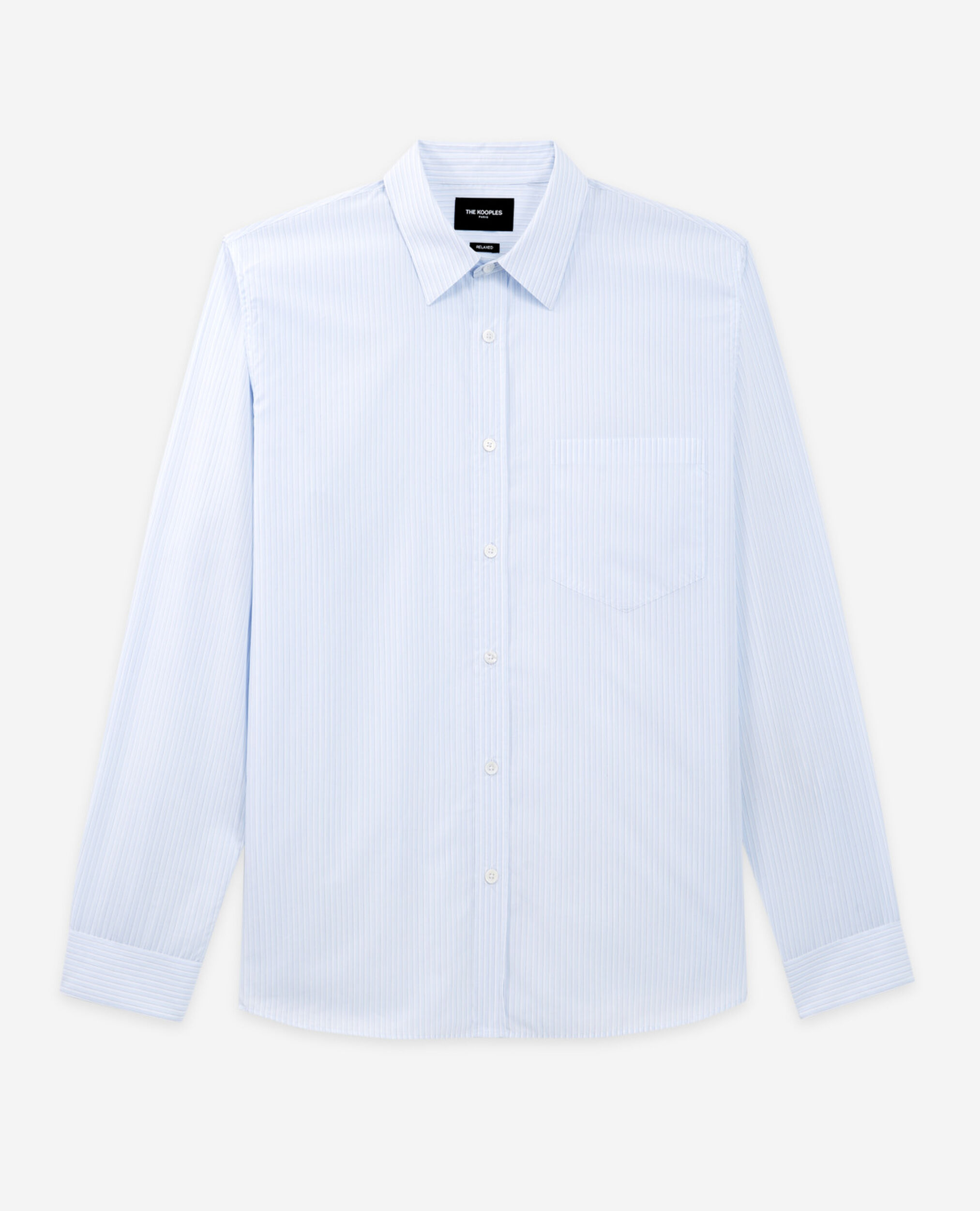 Baumwollhemd weiß feine Streifen, WHITE / SKY BLUE, hi-res image number null