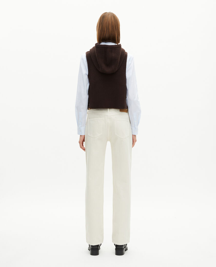 The Kooples FEMME CHOCOLATE pull sans manches en laine et coton marron
