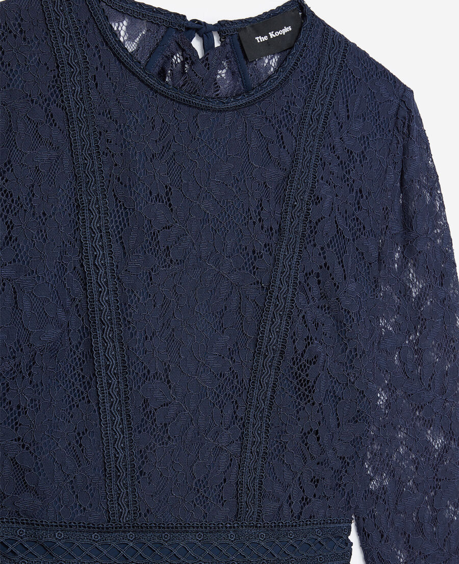 Open back navy lace dress The Kooples US