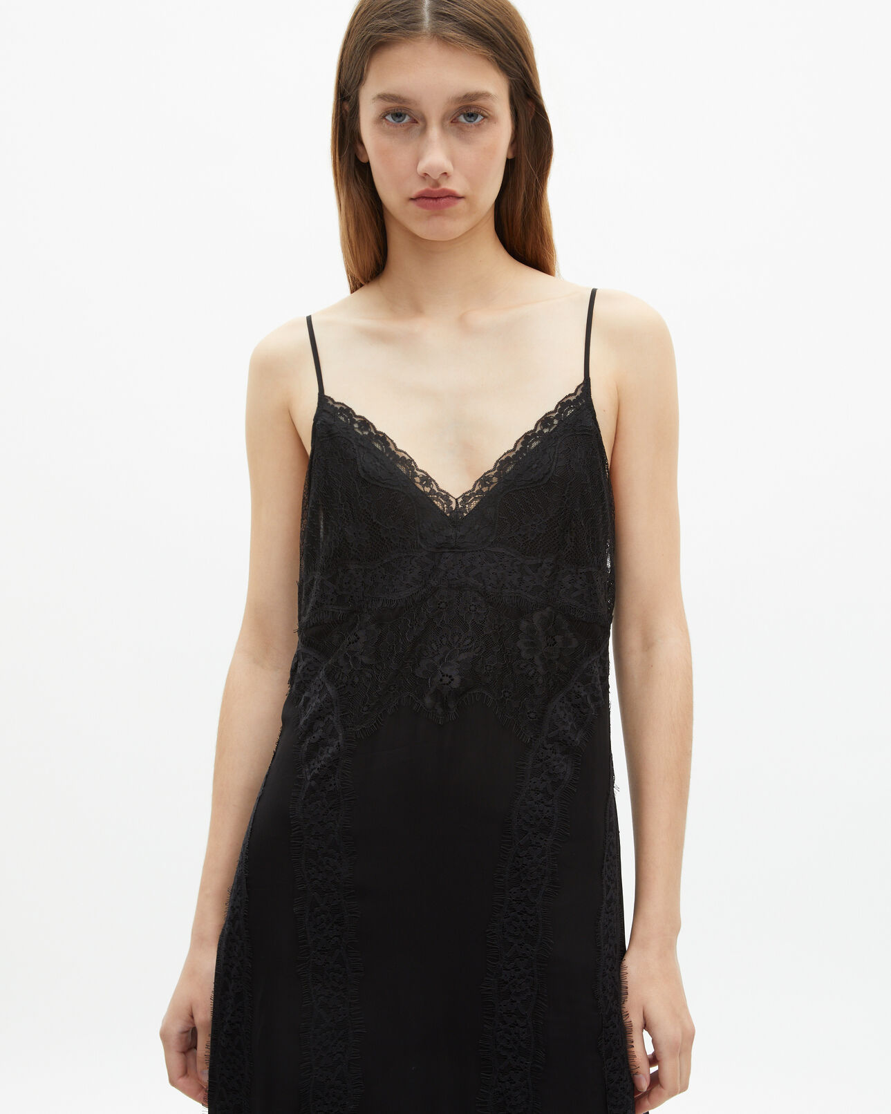 The Kooples WOMEN BLACK long dress with black lace
