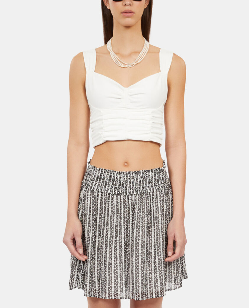 The Kooples FEMME BLACK WHITE jupe courte avec rayures et smocks