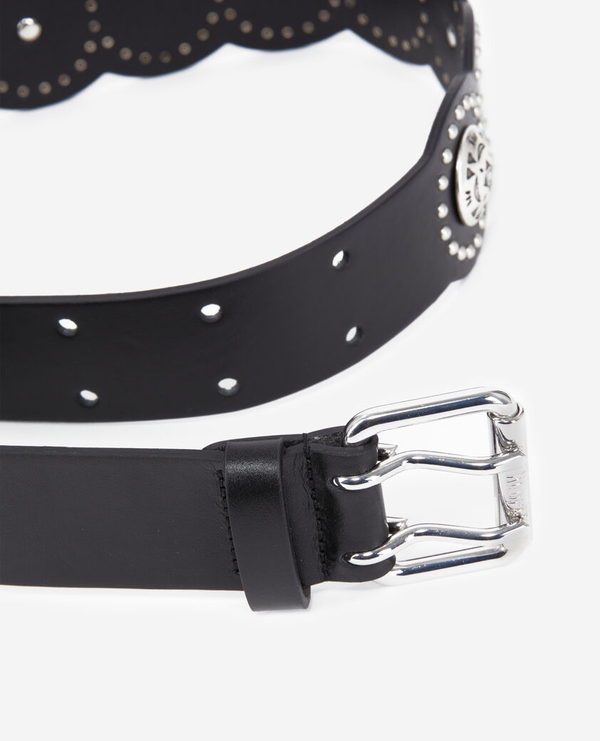 The Kooples WOMEN BLACK black leather belt