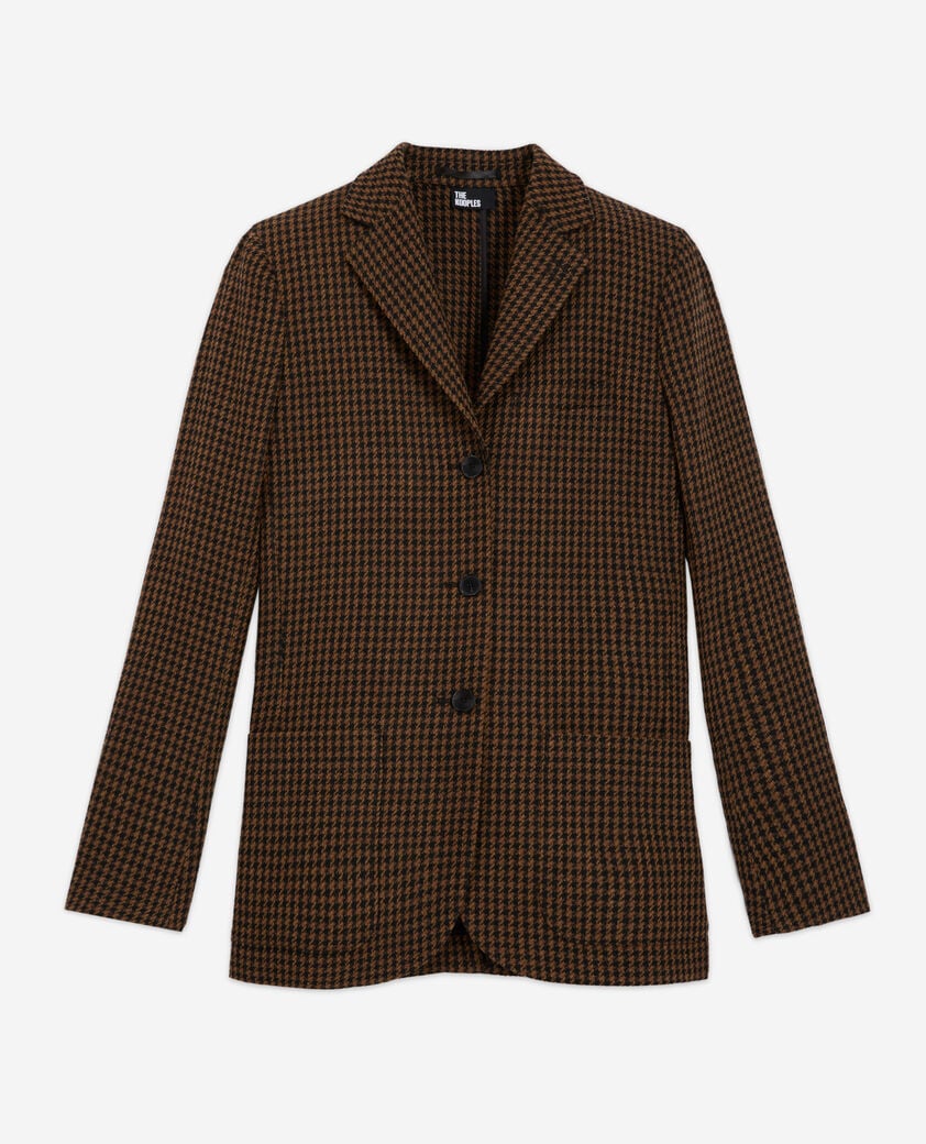 The Kooples F BLACK BROWN wool jacket with houndstooth motif