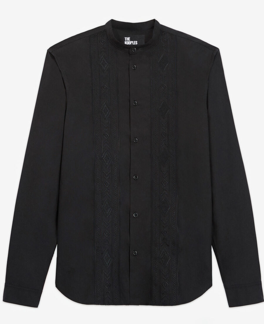 The Kooples HOMME BLACK chemise col mao noire