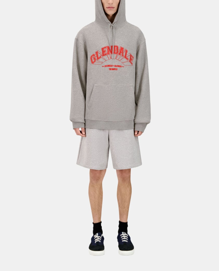 The Kooples HERREN ARDOISE graues kapuzensweatshirt mit glendale-siebdruck