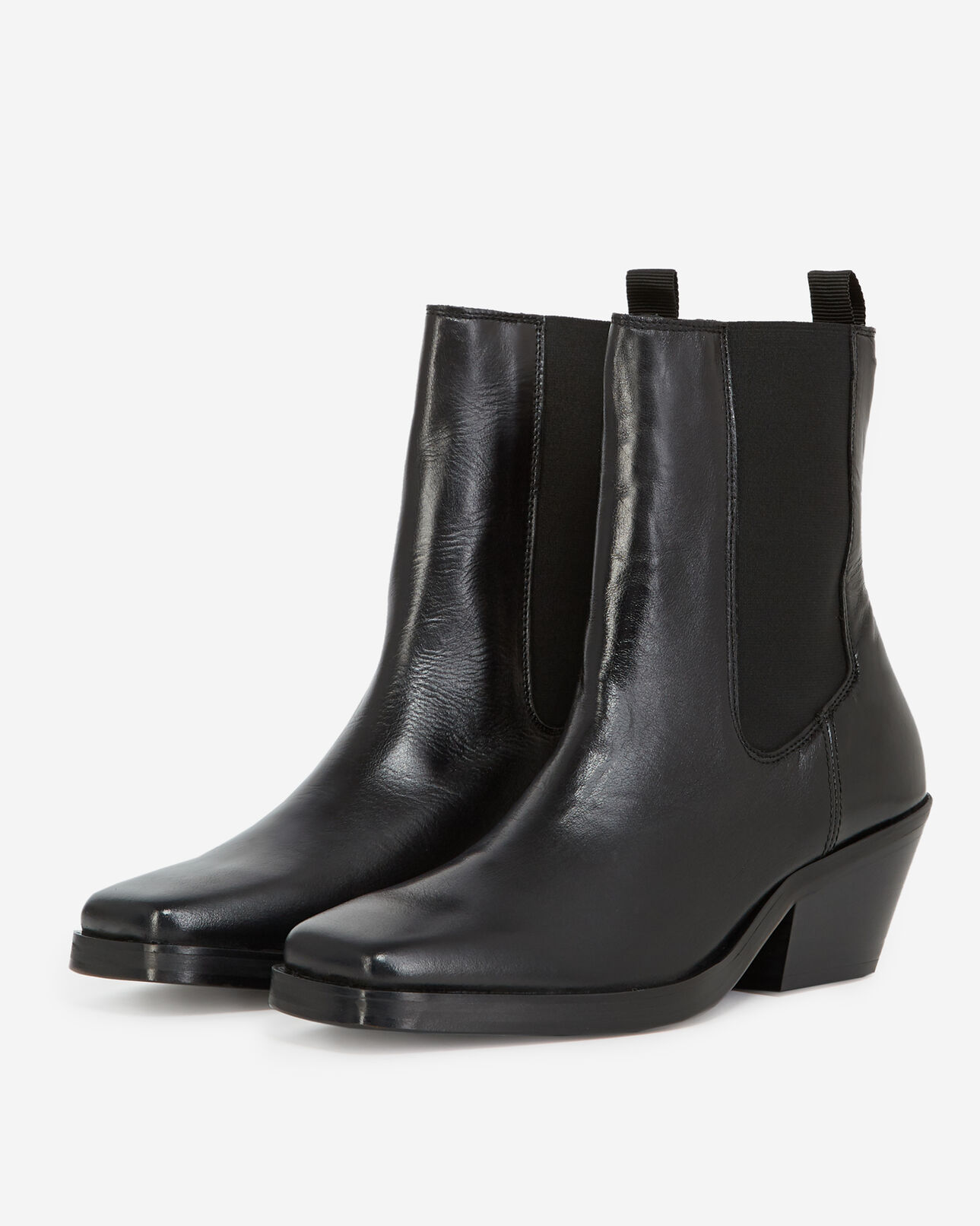 The Kooples F BLACK black leather ankle boots with flat sole
