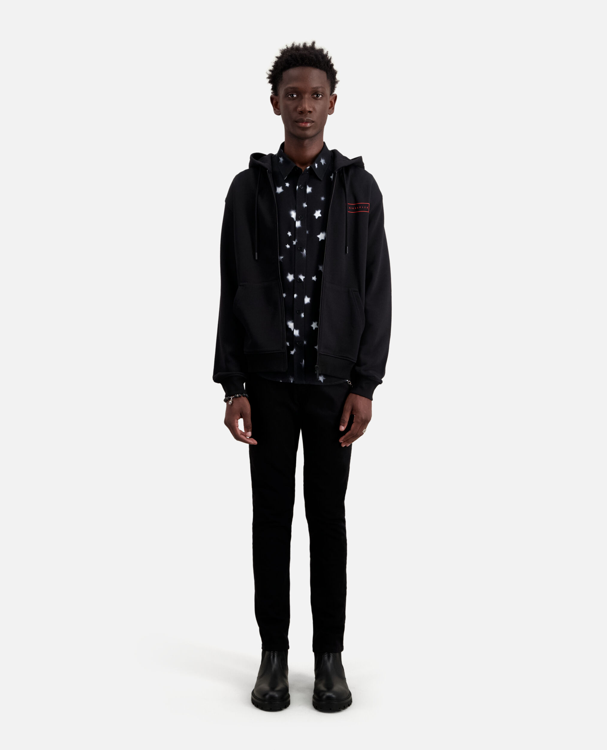 Schwarzes Kapuzensweatshirt mit Siebdruck X Rated, BLACK, hi-res image number null