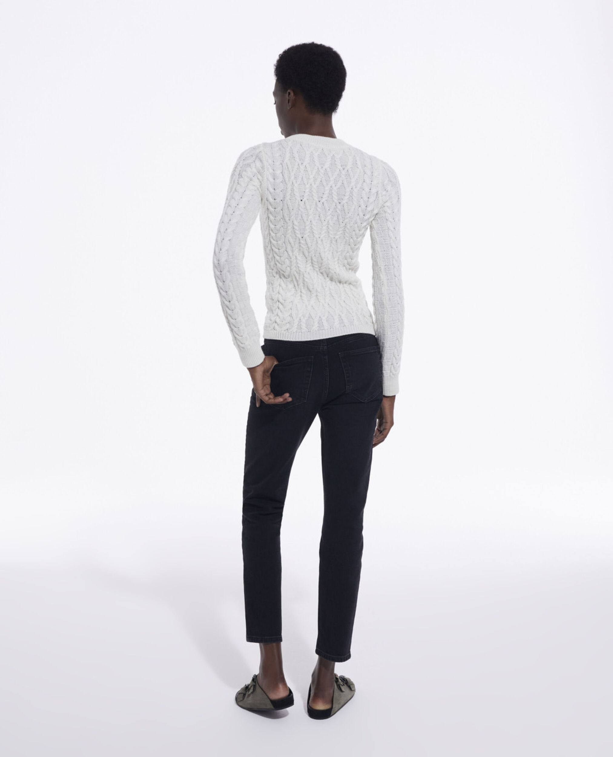 Ecru wool sweater, WHITE, hi-res image number null