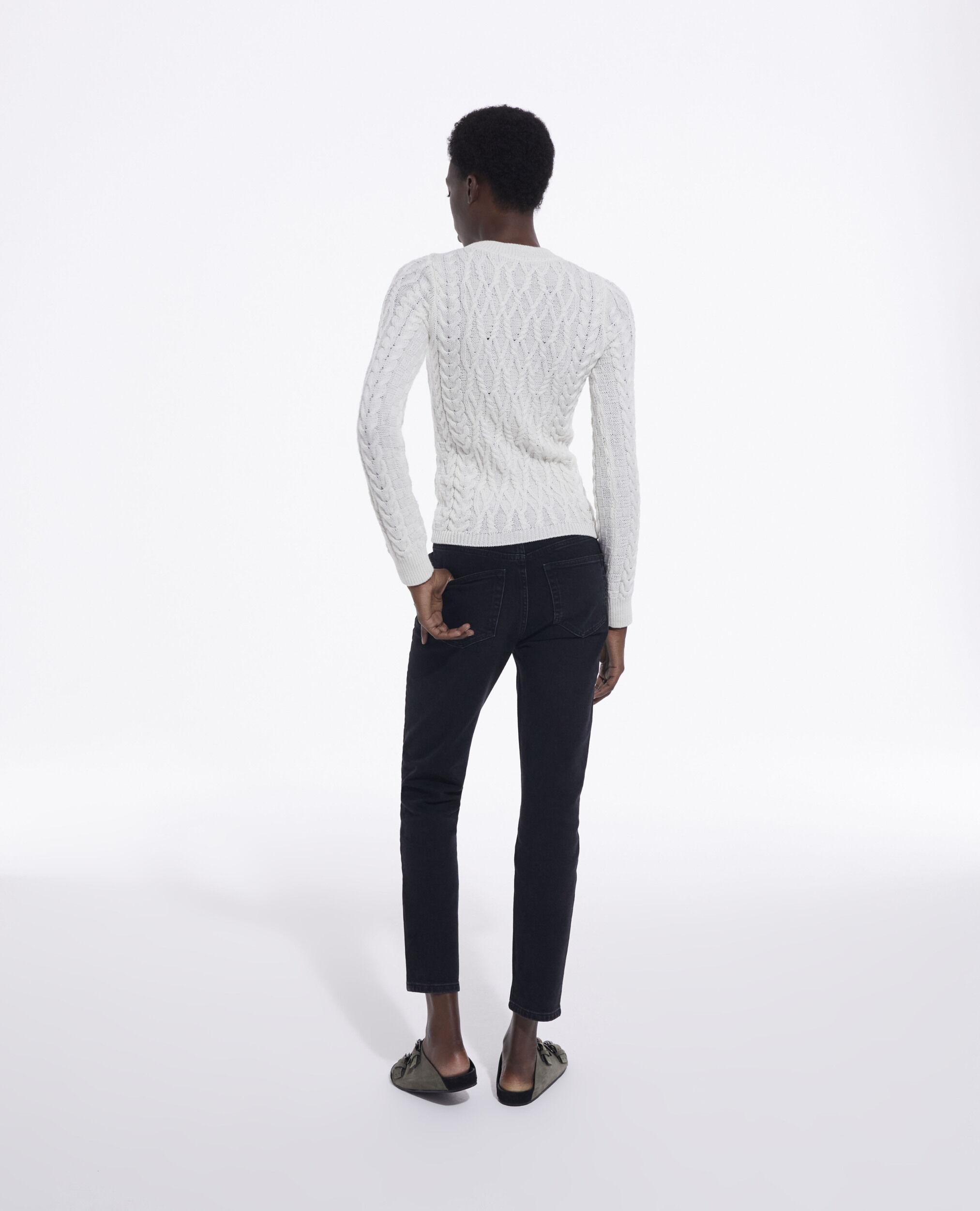 Ecru wool sweater, WHITE, hi-res image number null