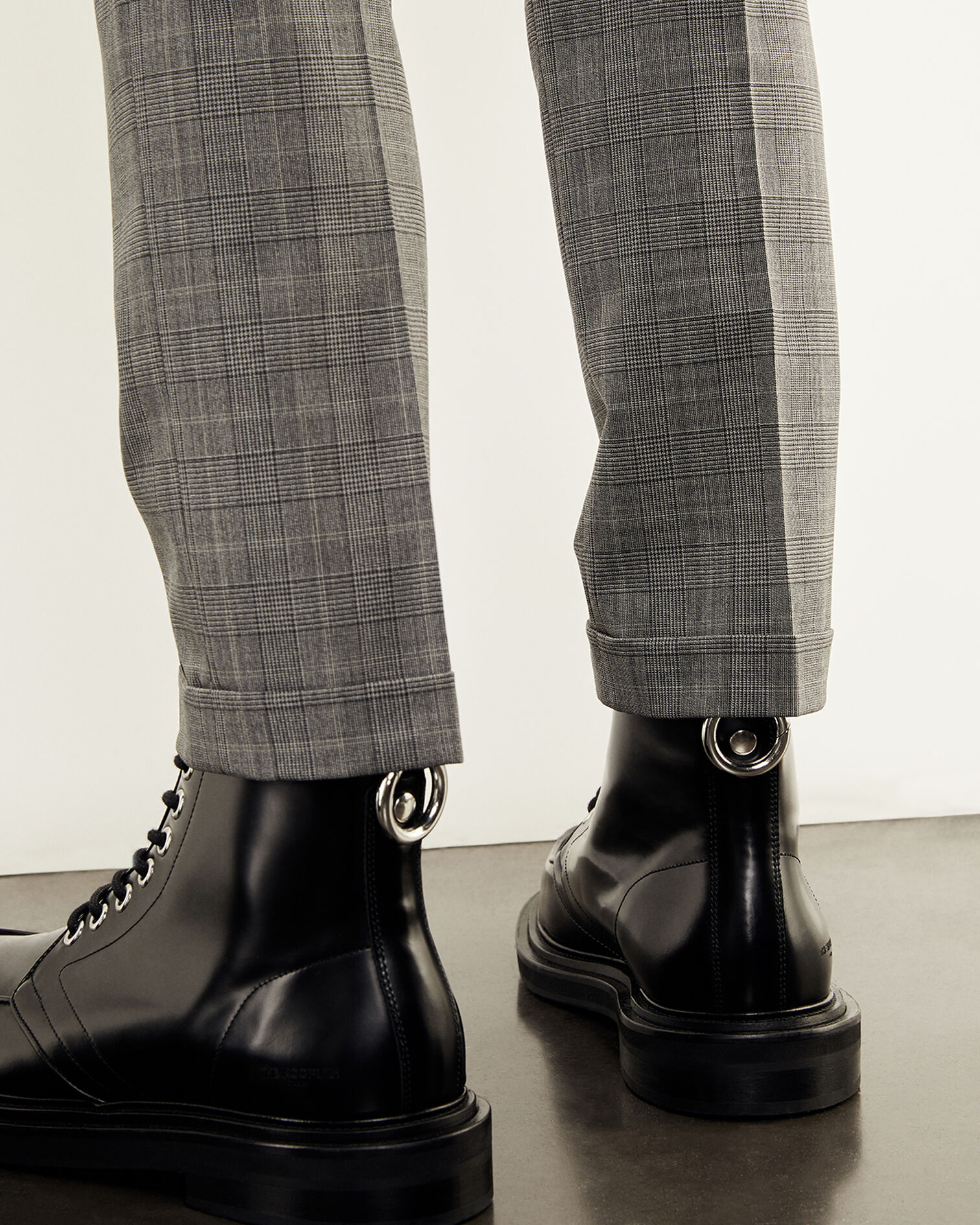 Lace-up black boots in leather, BLACK, hi-res image number null