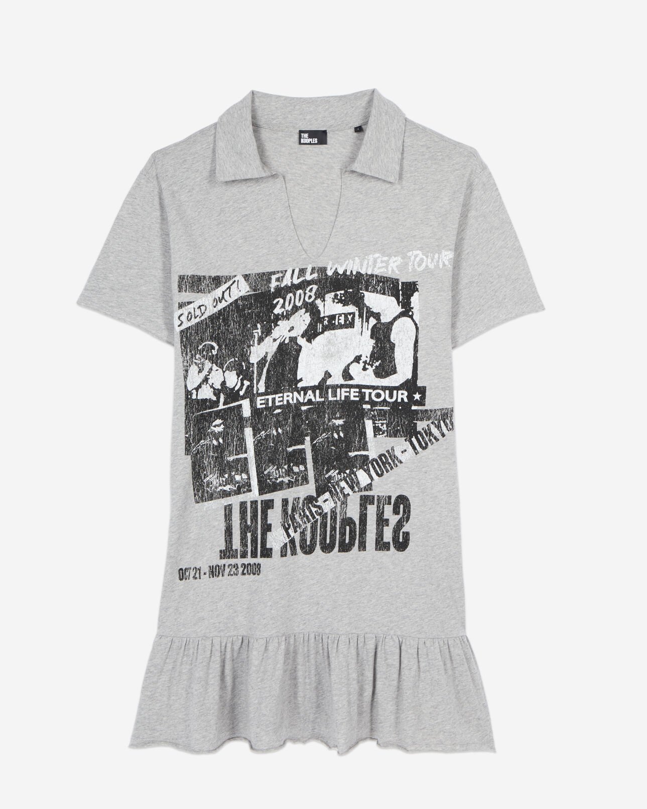 The Kooples WOMEN STONE GREY grey eternal life tour serigraphy t-shirt dress