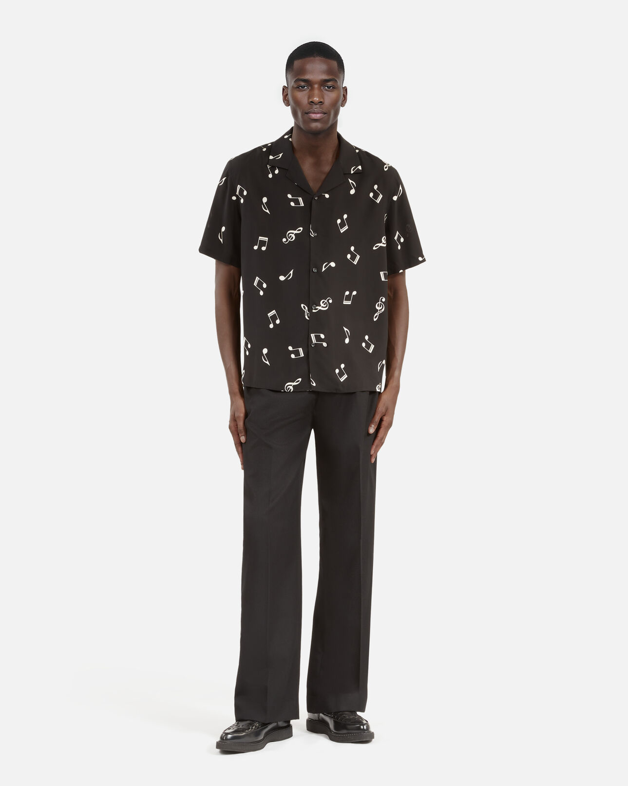The Kooples HOMME BLACK WHITE chemise manches courtes imprimé musique