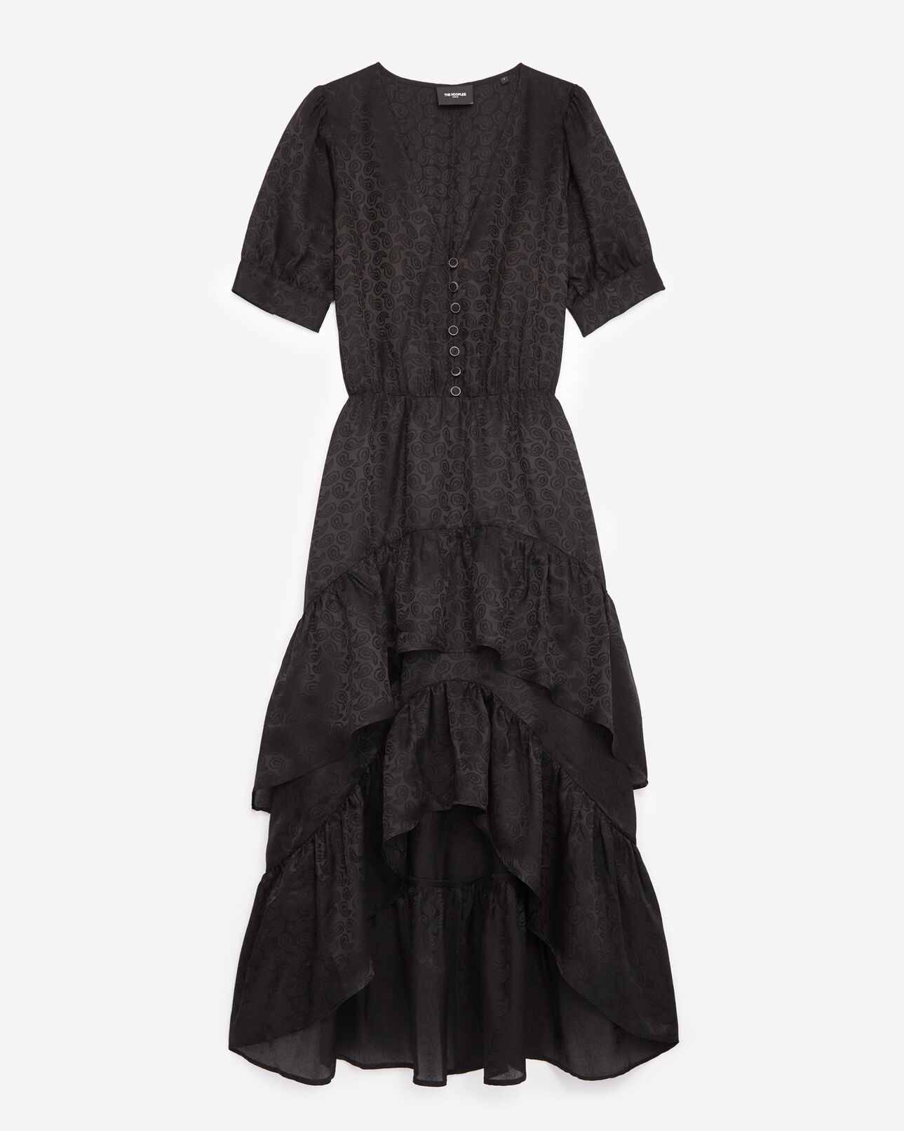 The Kooples DAMEN BLACK schwarzes langes kleid mit knöpfen