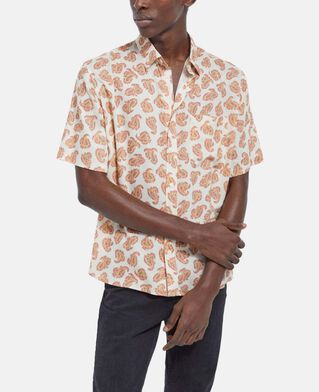 The Kooples H WHITE PINK white loose-fitting shirt w/ paisley pattern