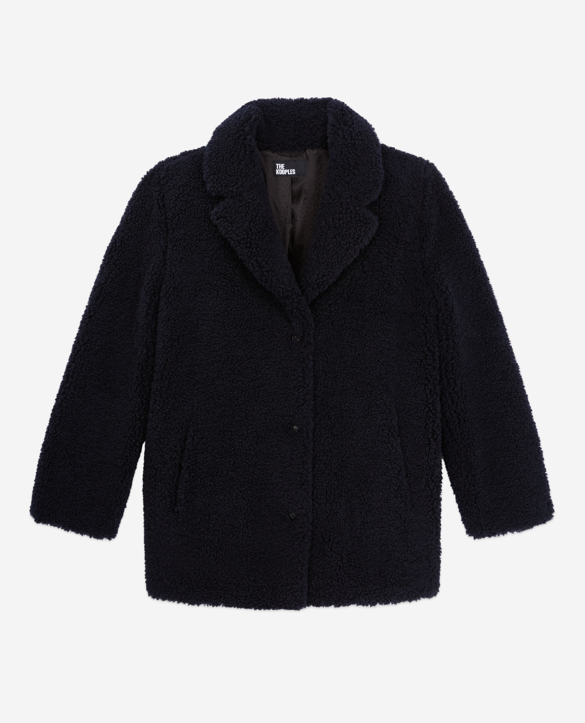 Short navy blue faux fur coat, NAVY, hi-res image number null