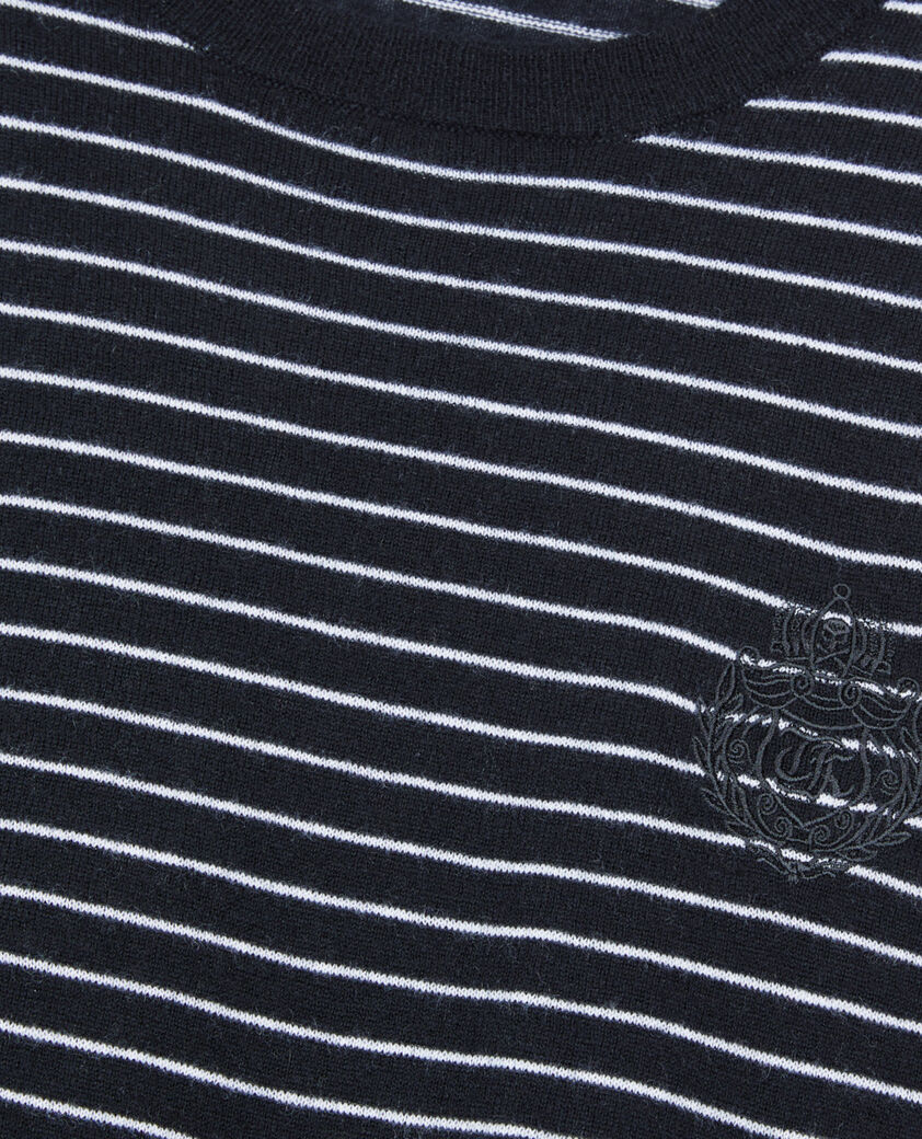 The Kooples HOMME BLACK / WHITE pull en laine &agrave; rayures