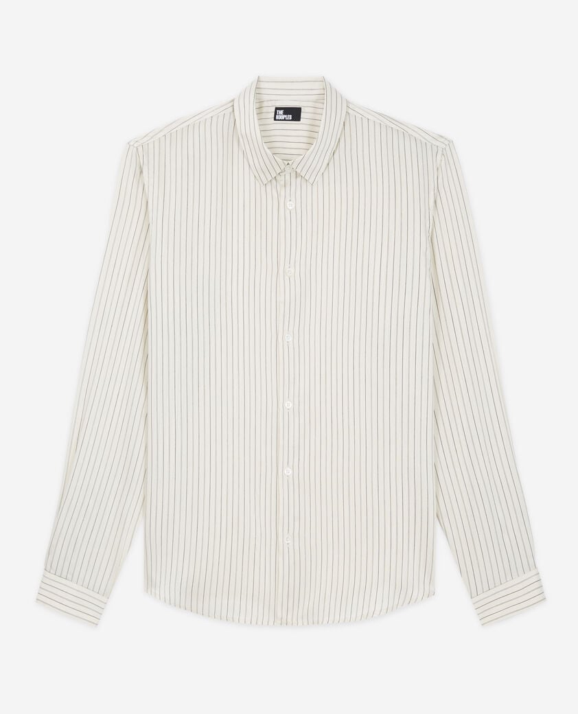 The Kooples H OFF WHITE slim-fit ecru striped shirt with classic collar
