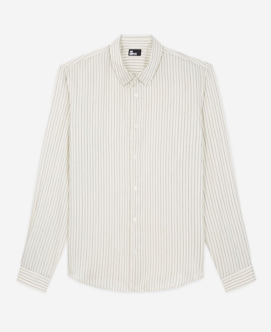 The Kooples H OFF WHITE slim-fit ecru striped shirt with classic collar