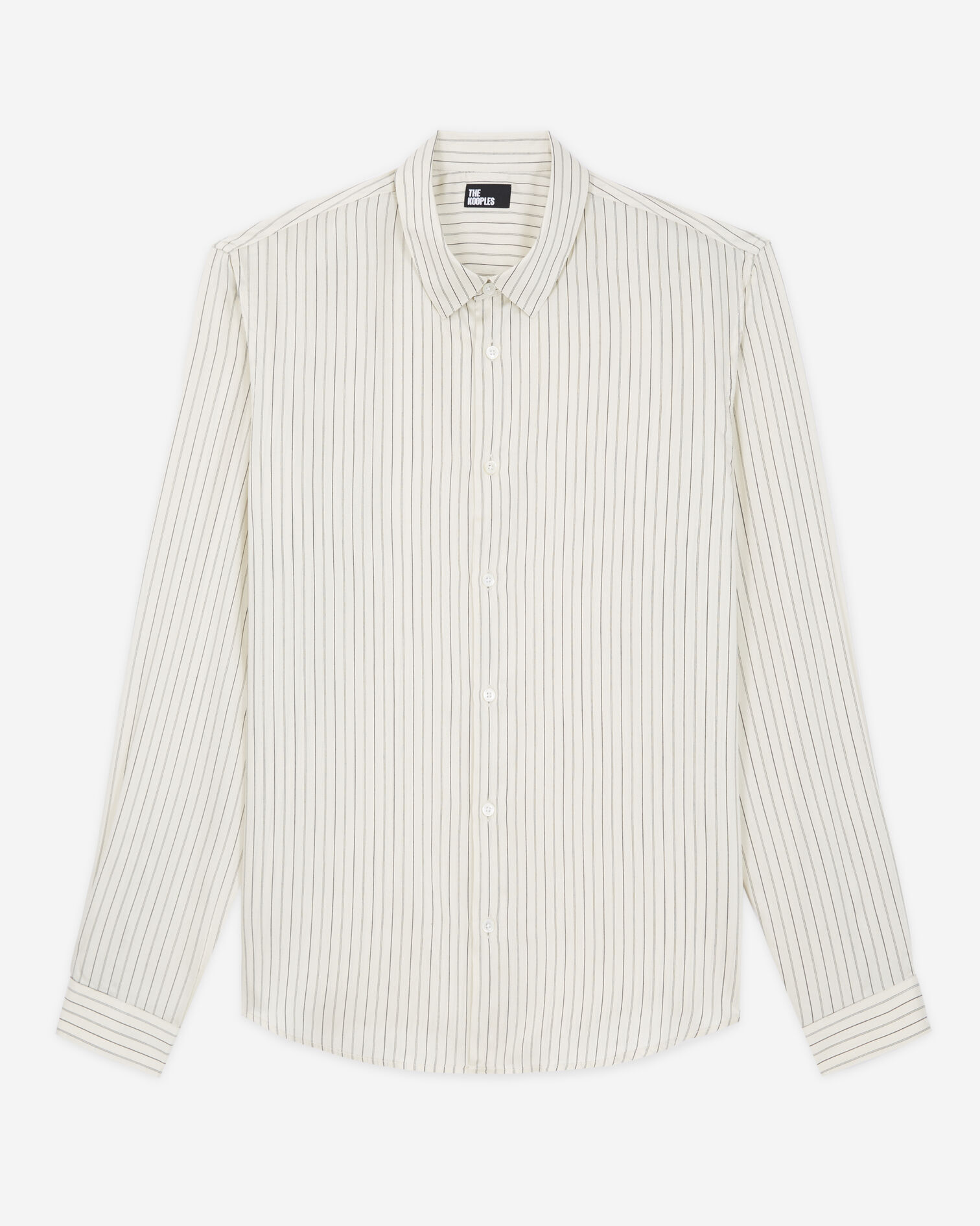 Camisa slim rayas blanco crudo con cuello clásico, OFF WHITE, hi-res image number null