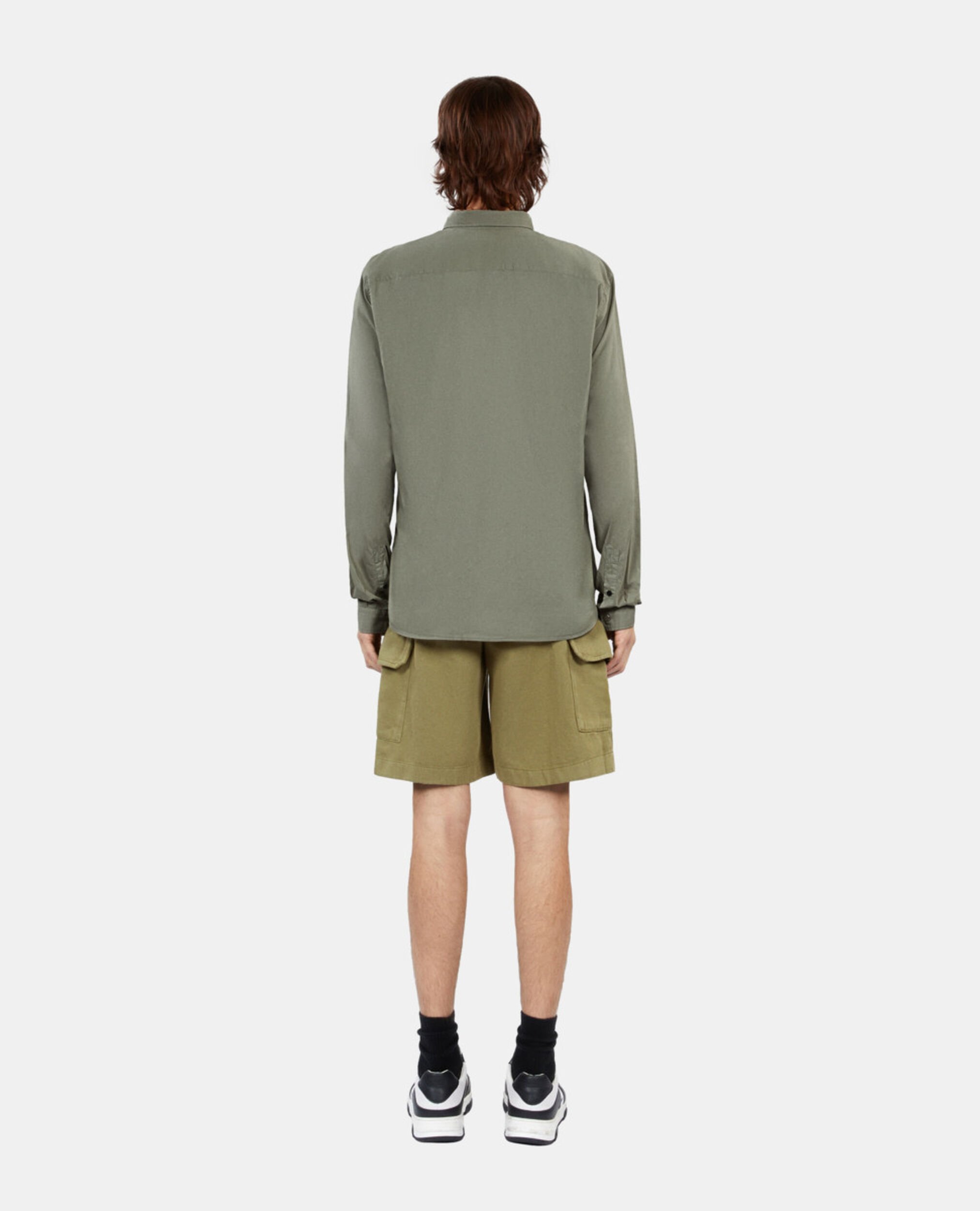 Green cotton voile shirt, WOOD KAKI, hi-res image number null