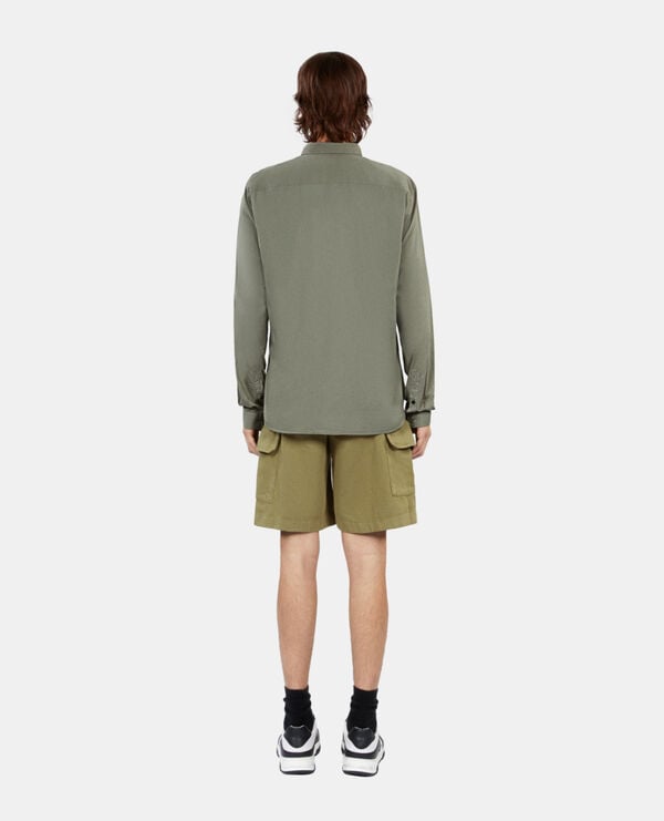 The Kooples HOMME WOOD KAKI chemise en voile de coton verte