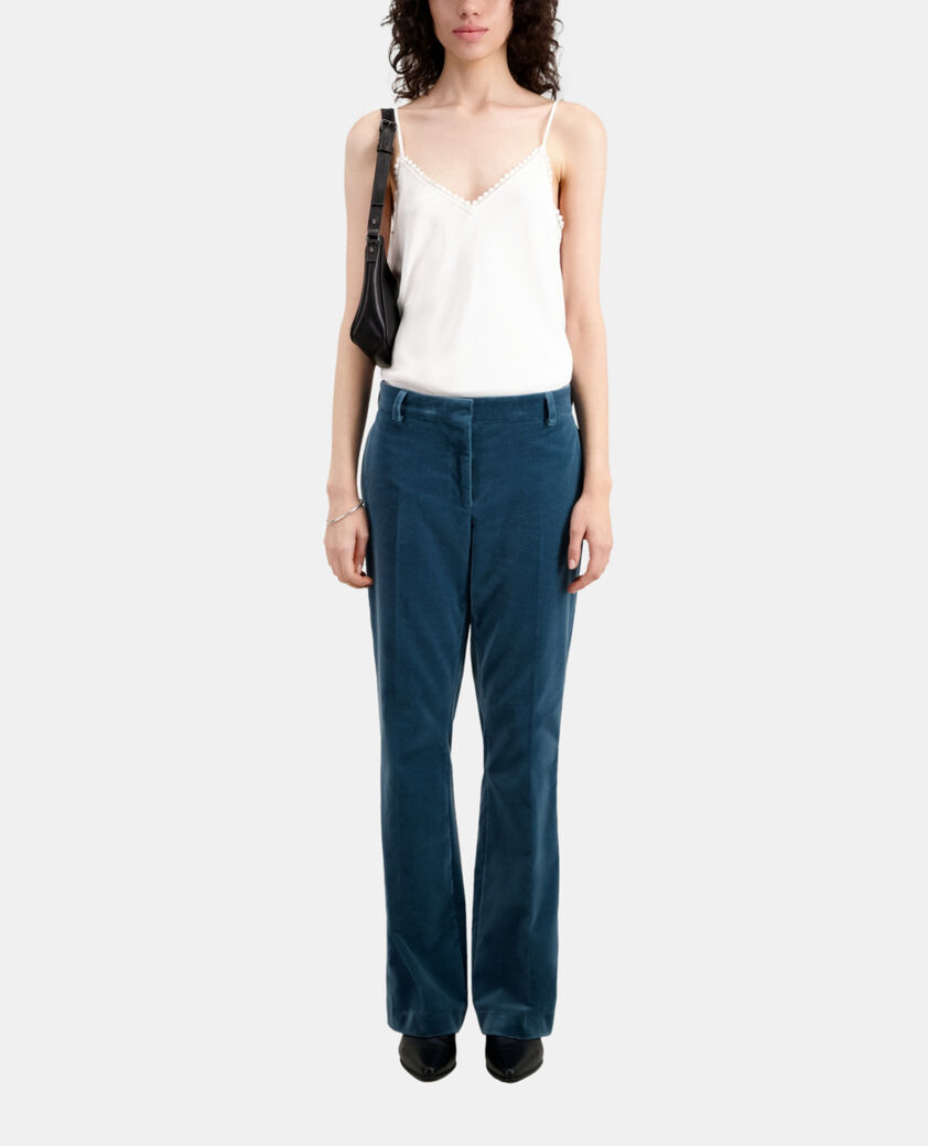 The Kooples MUJER BLUE PETROL pantal&oacute;n traje azul terciopelo