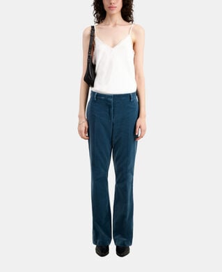The Kooples FEMME BLUE PETROL pantalon tailleur bleu en velours