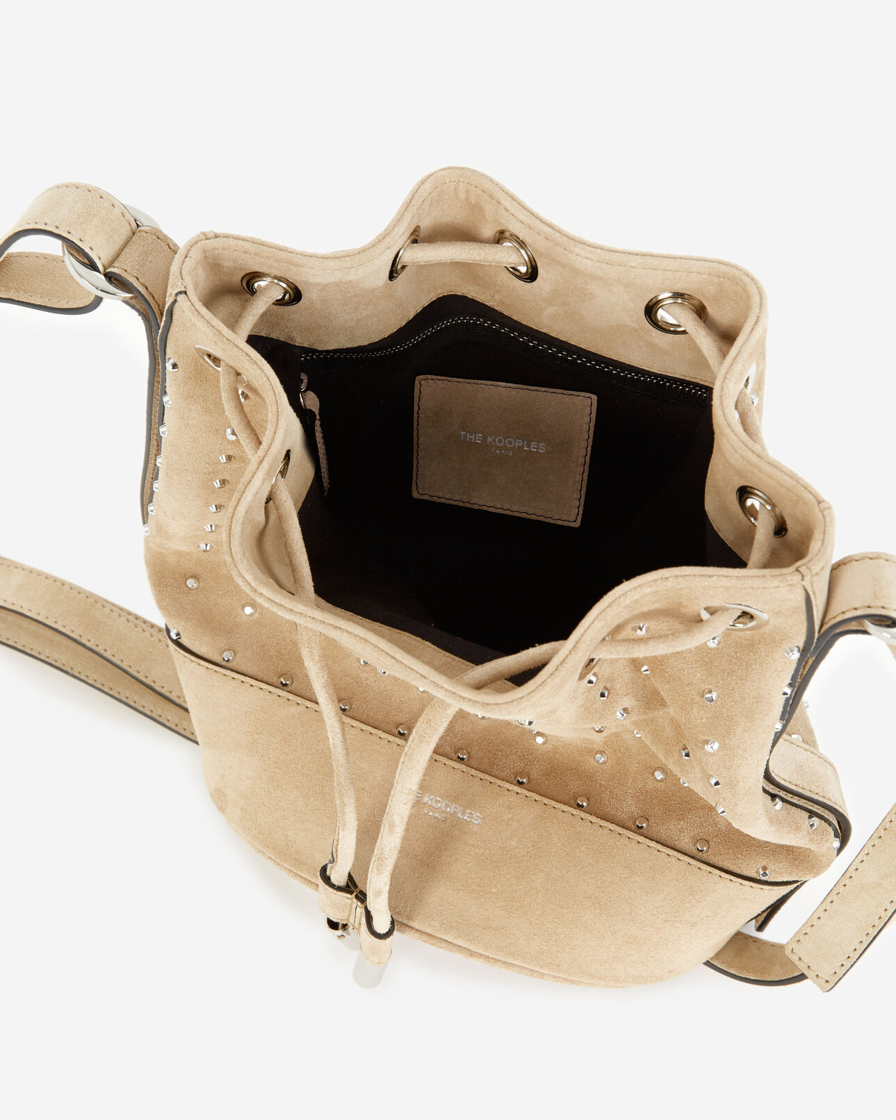 The Kooples WOMEN BEIGE studded medium tina bag in beige