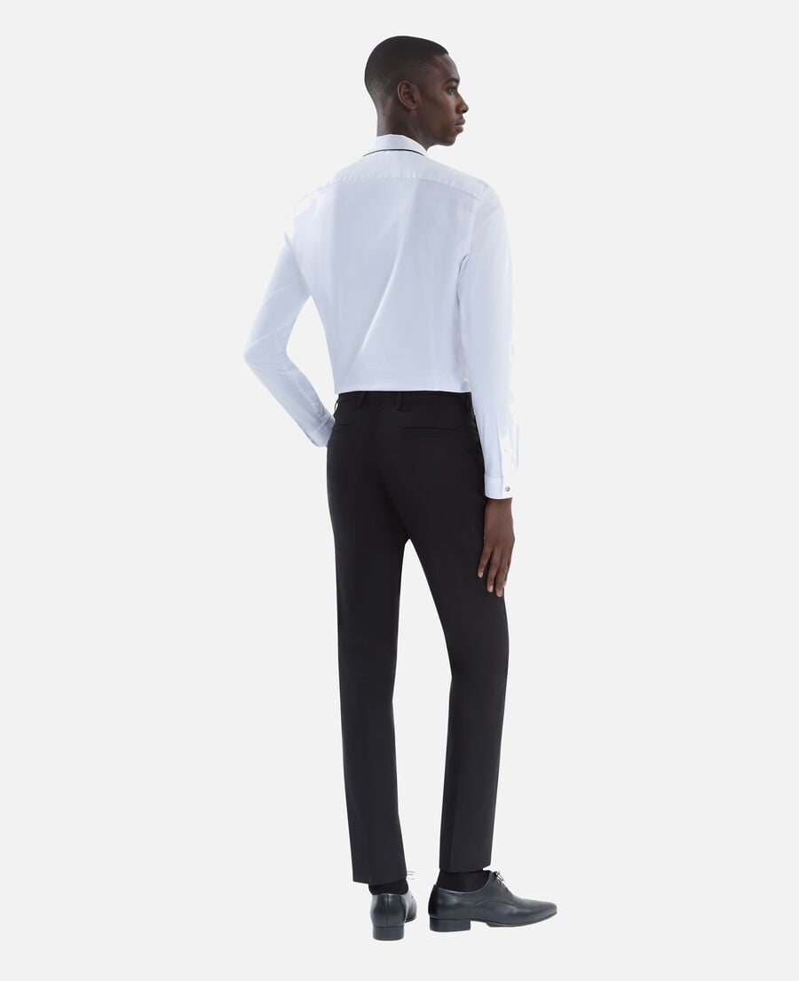 The Kooples HOMME BLACK pantalon de costume en laine ajusté noir