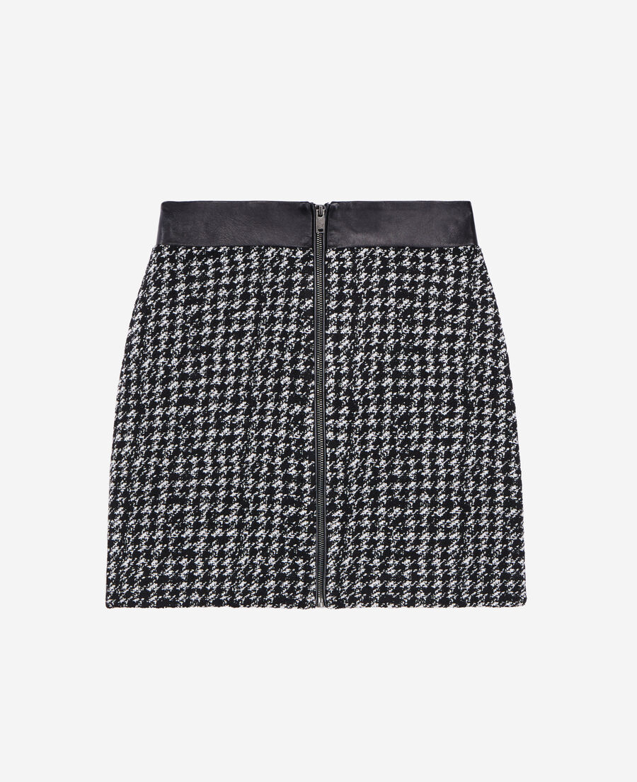 kurzer schwarzer rock aus tweed