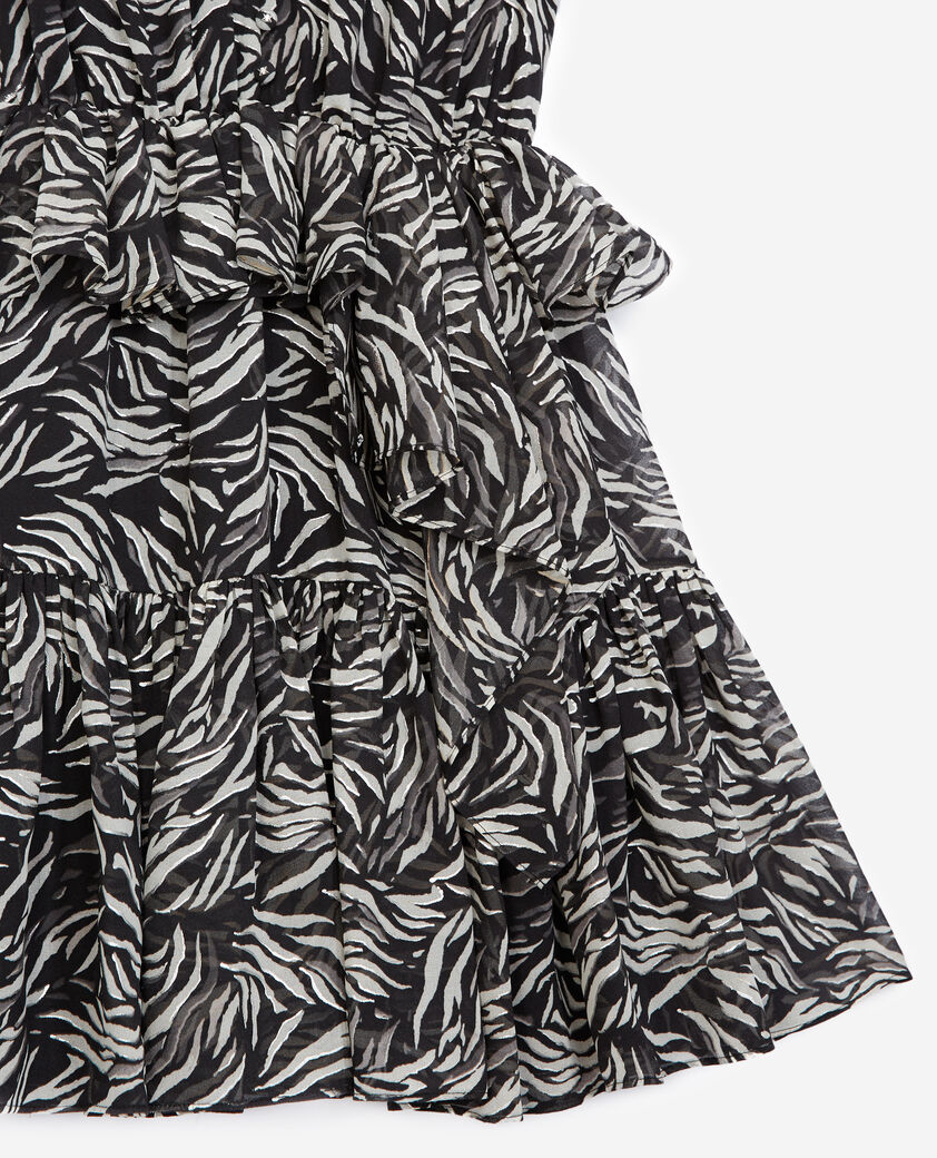 The Kooples WOMEN BLACK WHITE short black and white zebra-print dress