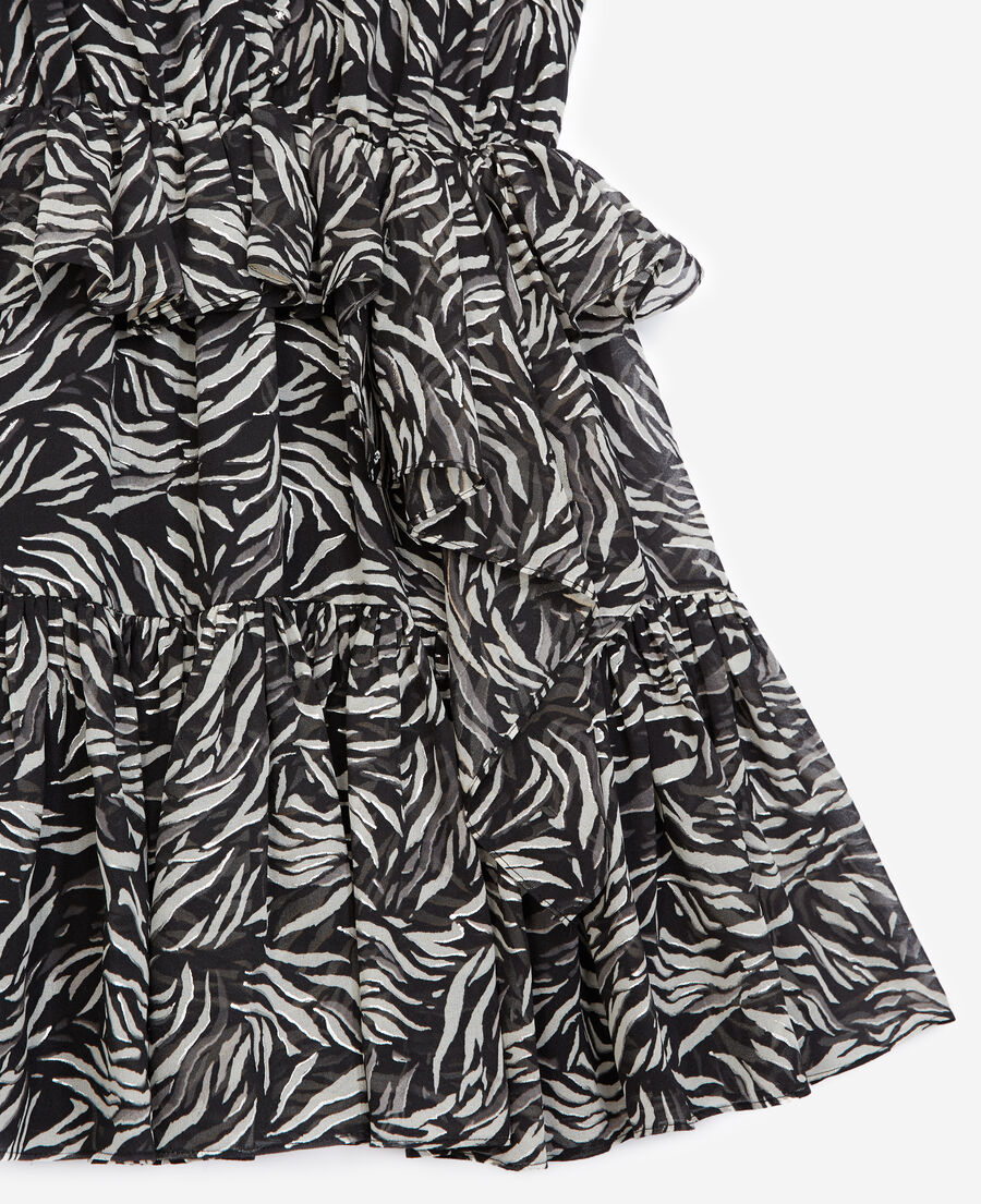 The Kooples WOMEN BLACK WHITE short black and white zebra-print dress