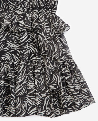 The Kooples WOMEN BLACK WHITE short black and white zebra-print dress